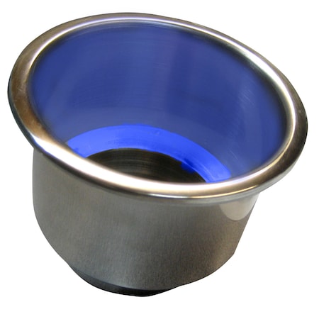 Flush Mount Cup Holder W/Blue LED Light - Stainless Steel